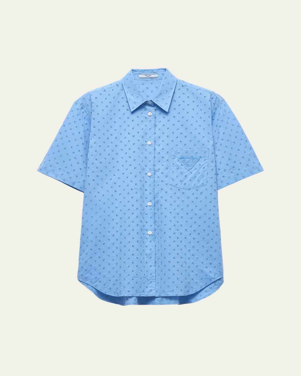 Floral Eyelet Button Down Shirt
